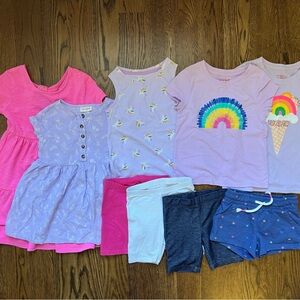 Cat & Jack 4T Summer Bundle - 1 dress, 1 t-shirt, 4 shorts, 1 tank